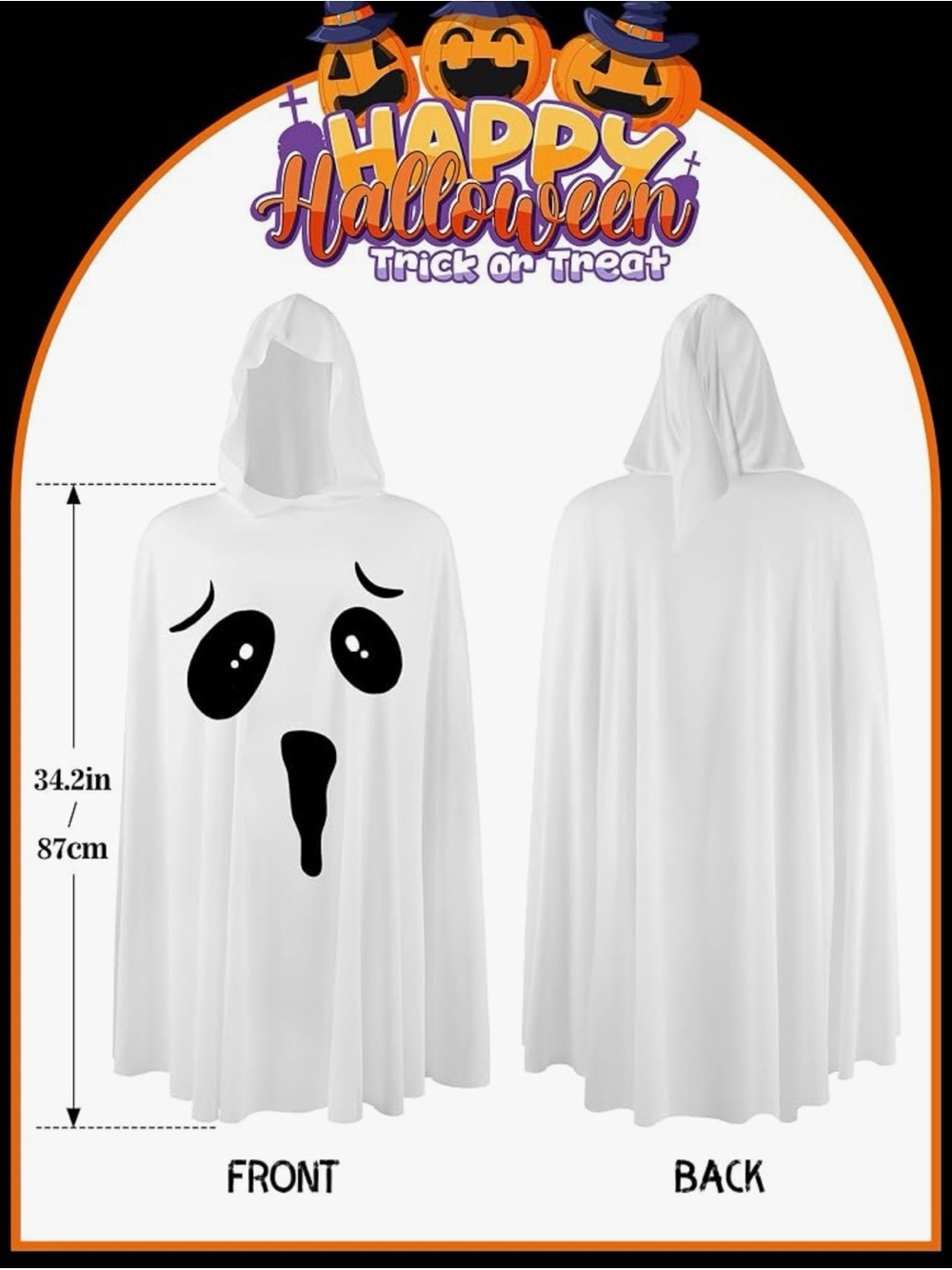 NWT Ghost Halloween Costume Adult Medium/Large w/ Headband & Ghost Tights 3-Piec - Picture 5 of 7